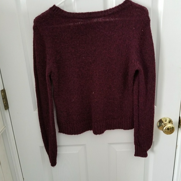 Long Sleeve Maroon Knit Sweater - Picture 2 of 3